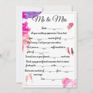 Ms to Mrs Libs white Announcement