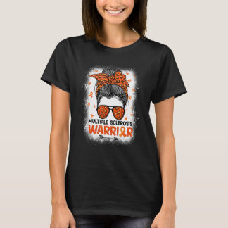 Ms Warrior Messy Bun Leopard  Multiple Sclerosis A T-Shirt