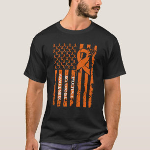 MS Warrior Multiple Sclerosis Awareness Ribbon USA T-Shirt