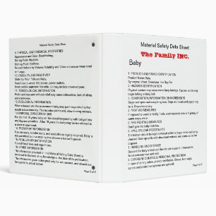 MSDS pour le bébé, classeur