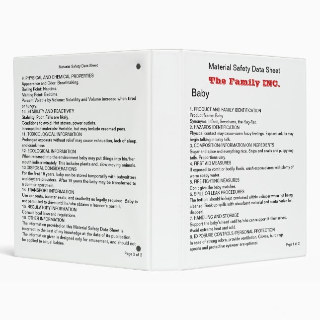 MSDS pour le bébé, classeur (Arrière-plan)