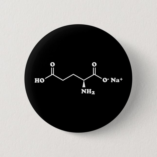 MSG Monosodium Glutamate Molecule Chemical Formula 2 Inch Round Button (Front)