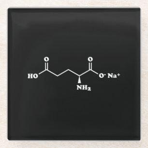 MSG Monosodium Glutamate Molecule Chemical Formula Glass Coaster