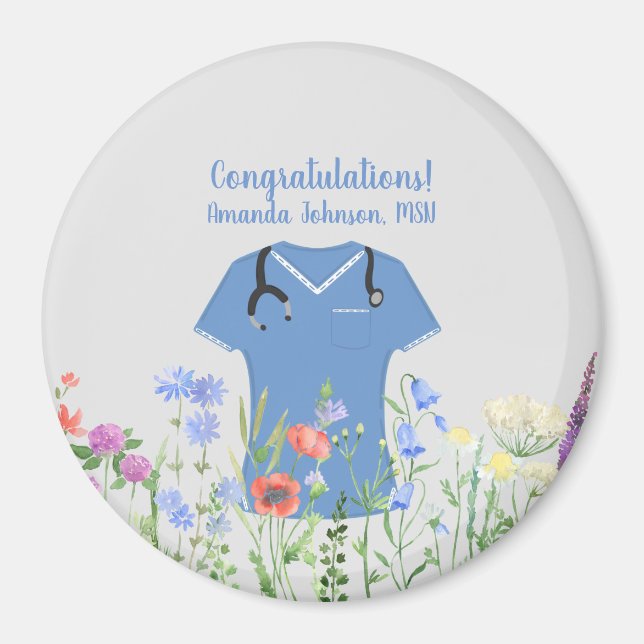 MSN Nurse Blue Scrubs Magnet (Front)