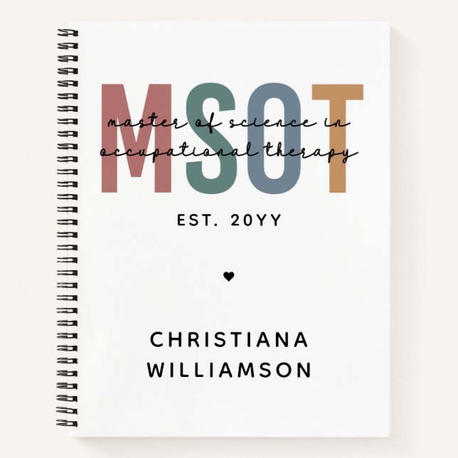MSOT Master of Science in Occupational Therapy Notebook (Front)