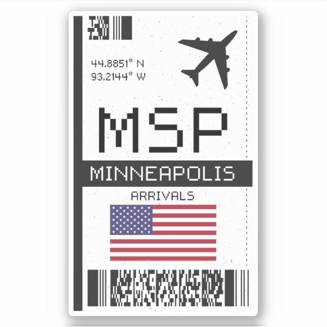 MSP Minneapolis Boarding Pass - Minnesota Travel (Front)