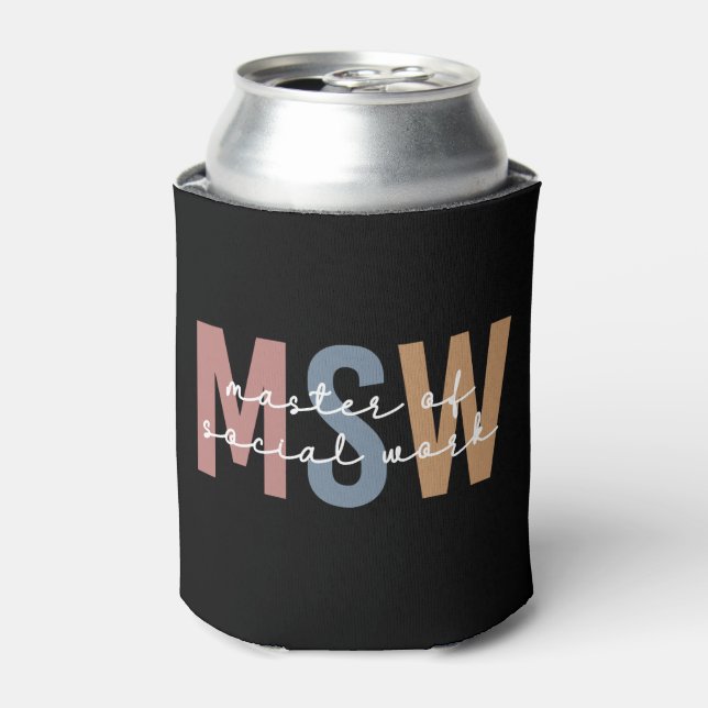 MSW Master of Social Work Retro Graduation Can Cooler (Can Front)