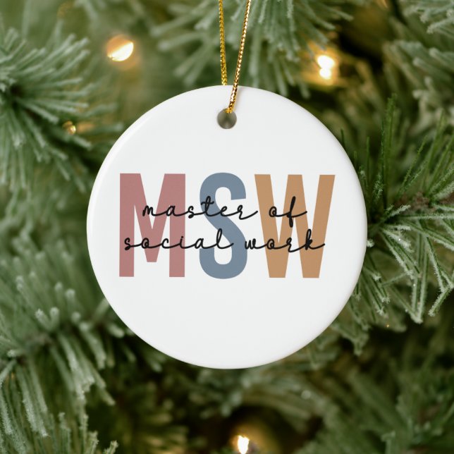 MSW Master of Social Work Retro Graduation Ceramic Ornament (Tree)