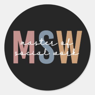 MSW Master of Social Work Retro Graduation Classic Round Sticker