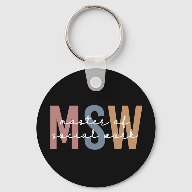 MSW Master of Social Work Retro Graduation Keychain (Front)