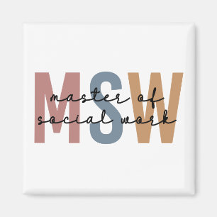MSW Master of Social Work Retro Graduation Magnet