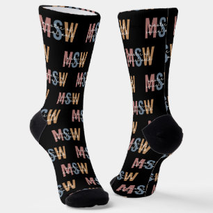 MSW Master of Social Work Retro Graduation Socks