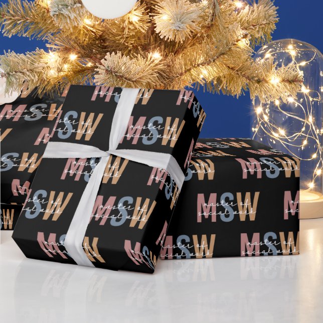 MSW Master of Social Work Retro Graduation Wrapping Paper (Holidays)