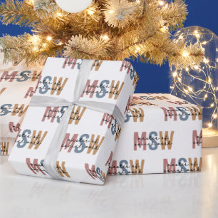 MSW Master of Social Work Retro Graduation Wrapping Paper