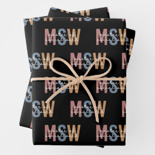MSW Master of Social Work Retro Graduation Wrapping Paper Sheet