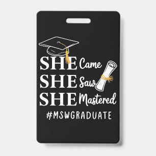 MSW Master’s Degree Master of Social Work Graduate Badge