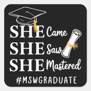 MSW Master’s Degree Master of Social Work Graduate Square Sticker
