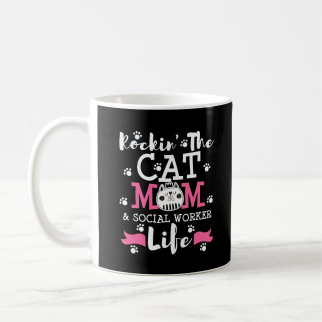 MSW Social Work Cat Mom Graduation Gift Coffee Mug (Left)