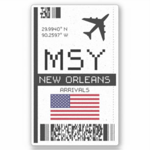 MSY New Orleans, Louisiana Boarding Pass - Airport