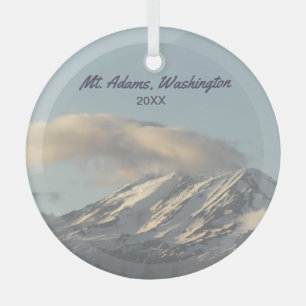Mt. Adams Washington with Cloud Photo Glass Ornament