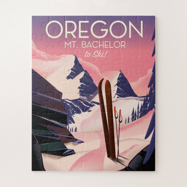 Mt.Bachelor Oregon Ski travel poster Jigsaw Puzzle (Vertical)