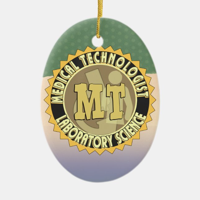 MT BADGE MEDICAL TECHNOLOGIST - LABORATORY CERAMIC ORNAMENT (Front)