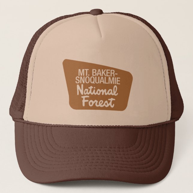 Mt. Baker-Snoqualmie National Forest (Sign) Trucker Hat (Front)
