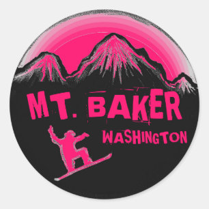 Mt. Baker Washington pink snowboard stickers