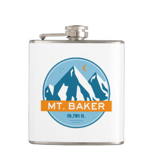 Mt. Baker Washington Stars Moon Hip Flask