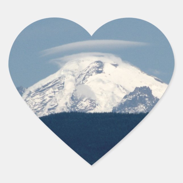 Mt Baker With Cloud Heart Sticker (Front)