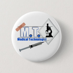 MT BLUE W/ MICROSCOPE - MEDICAL TECHNOLOGIST LAB 2 INCH ROUND BUTTON