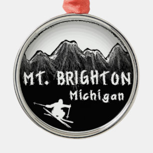 Mt. Brighton Michigan skier Metal Ornament