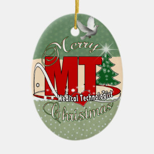 MT CHRISTMAS Medical Technologist LAB Ceramic Ornament