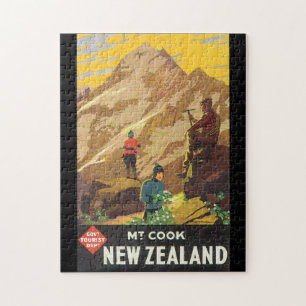 Mt Cook New Zealand Vintage Travel Poster Jigsaw Puzzle