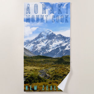 MT COOK SOUTH ISLAND NEW ZEALAND BEACH TOWEL