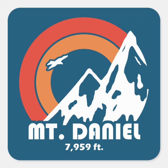 Mt. Daniel Washington Sun Eagle Square Sticker (Front)