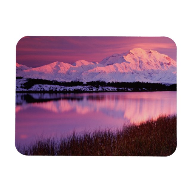 Mt. Denali at sunset from Reflection Pond Magnet (Horizontal)