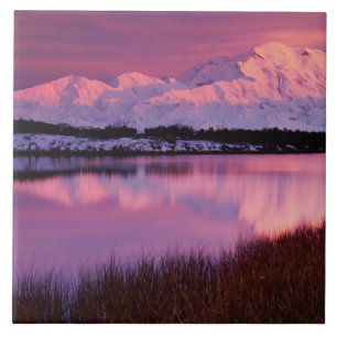 Mt. Denali at sunset from Reflection Pond Tile