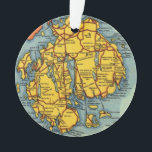 Mt. Desert Island Ornament<br><div class="desc">Acadia National Park,  Mt. Desert Island Maine  - It's a vintage map repurposed as an ornament.</div>