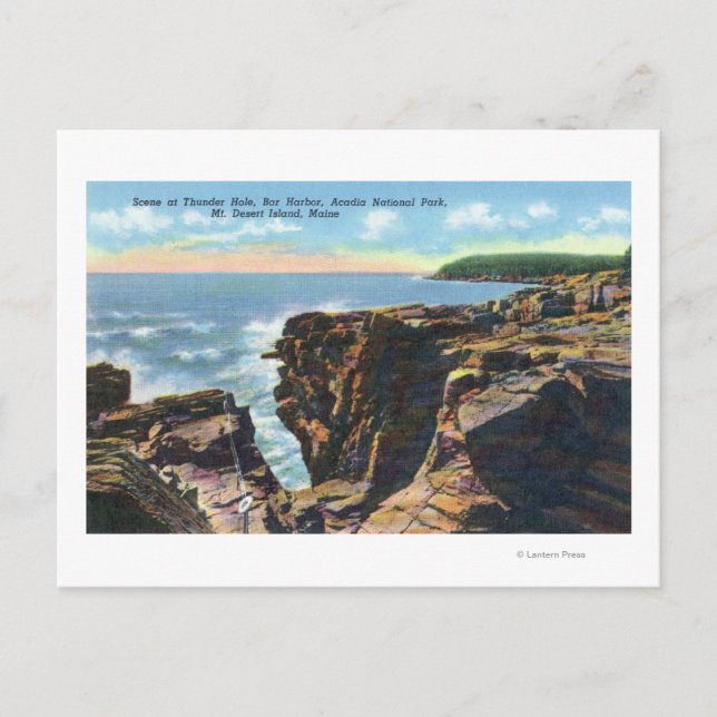 Mt. Desert Island View of Thunder Hole Postcard (Front)