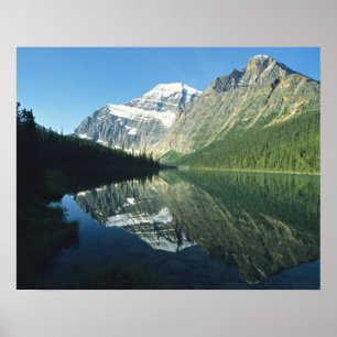 Mt Edith Cavell in Cavell Lake, Jasper National Poster