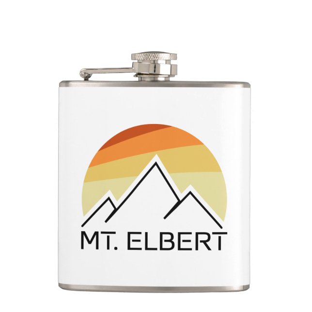 Mt. Elbert Colorado Retro Hip Flask (Front)
