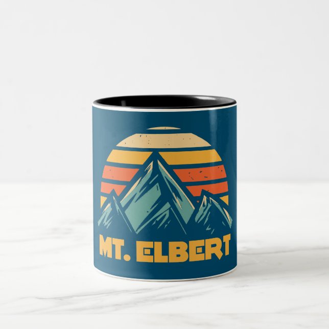 Mt. Elbert Colorado Retro Turquoise Two-Tone Coffee Mug (Center)
