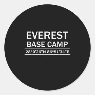 Mt Everest Base Camp Coordinates  Classic Round Sticker