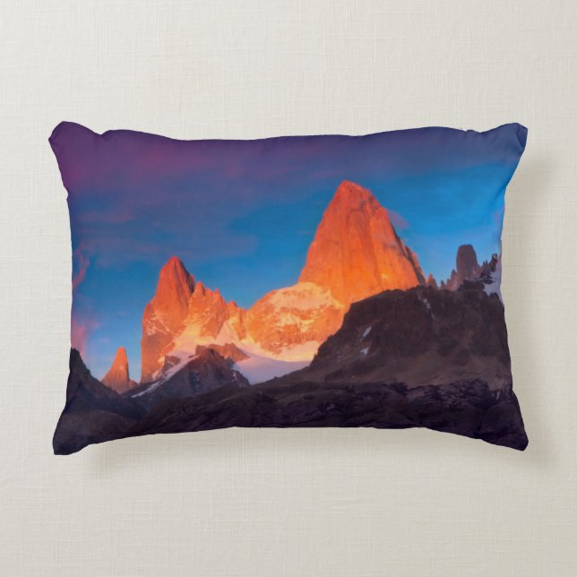 Mt Fitz Roy At Sunrise Decorative Pillow (Front)