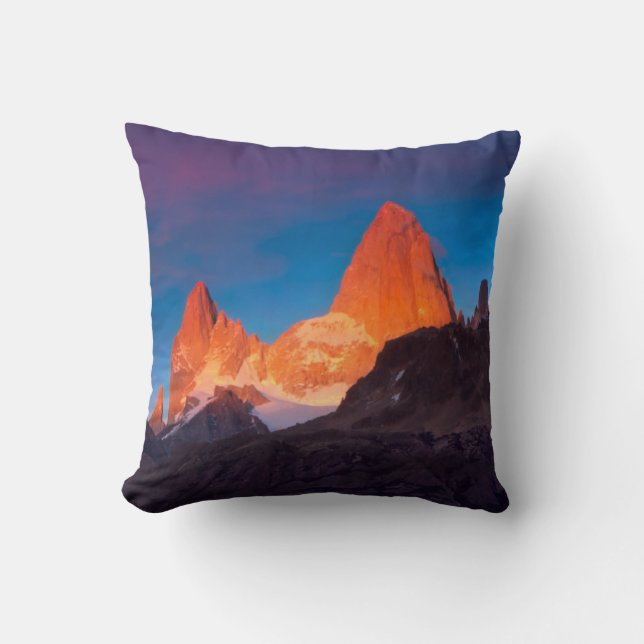 Mt Fitz Roy At Sunrise Throw Pillow (Front)