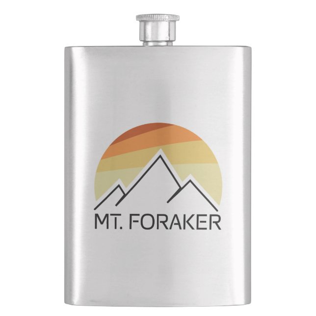 Mt. Foraker Alaska Retro Hip Flask (Front)