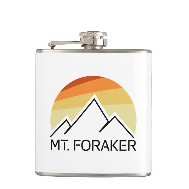 Mt. Foraker Alaska Retro Hip Flask (Front)