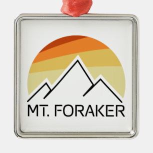 Mt. Foraker Alaska Retro Metal Ornament