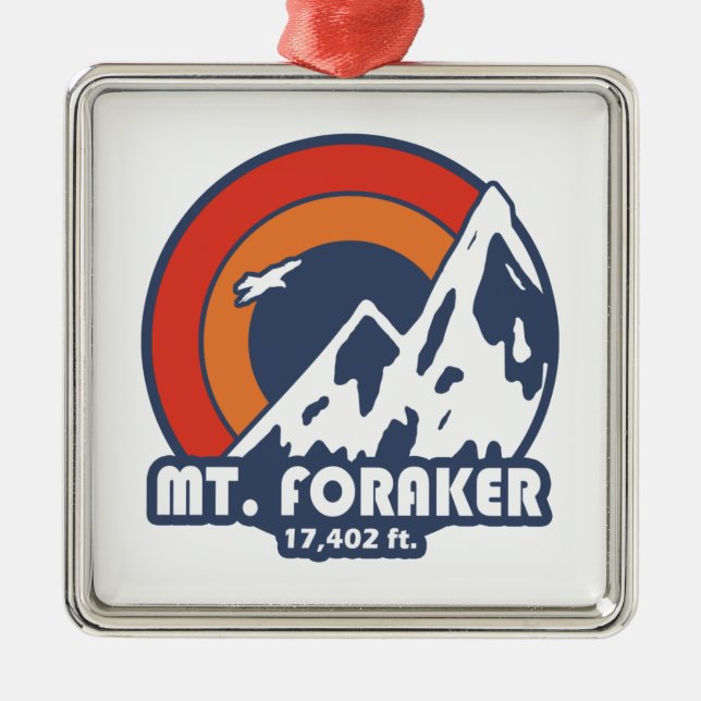 Mt. Foraker Alaska Sun Eagle Metal Ornament (Front)